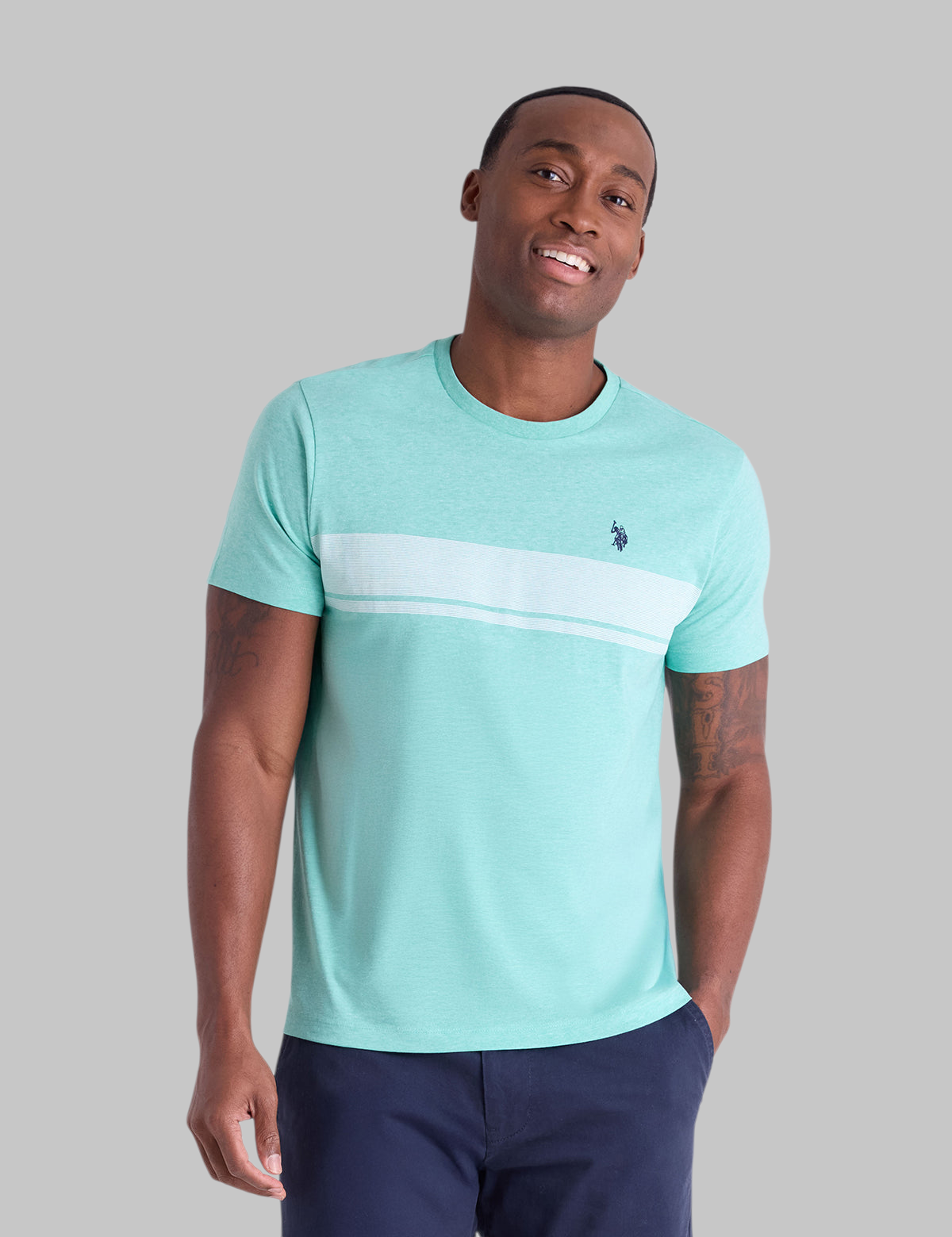 CHEST STRIPE COLORBLOCK JERSEY T-SHIRT