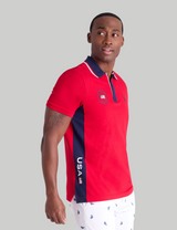 USA VERTICAL PATCH PIQUE POLO SHIRT WITH ZIP PLACKET