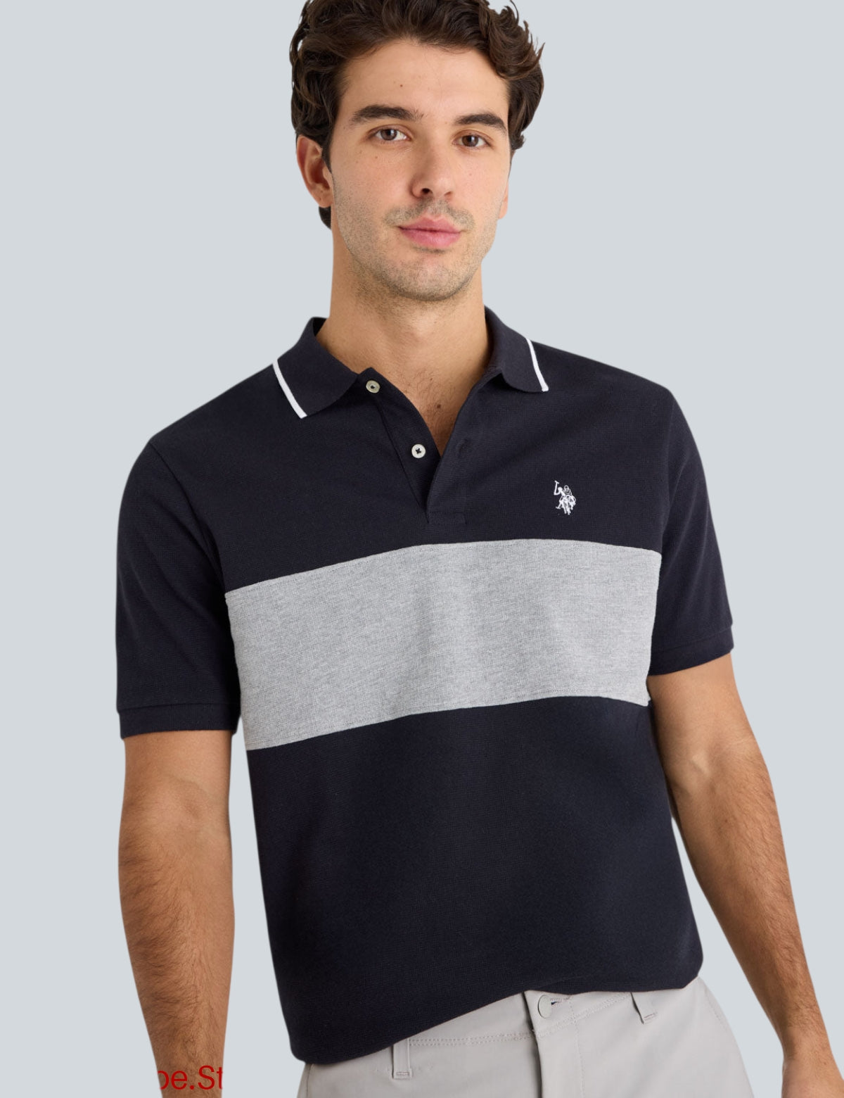 OTTOMAN KNIT COLORBLOCK POLO SHIRT,11P0204-9600A