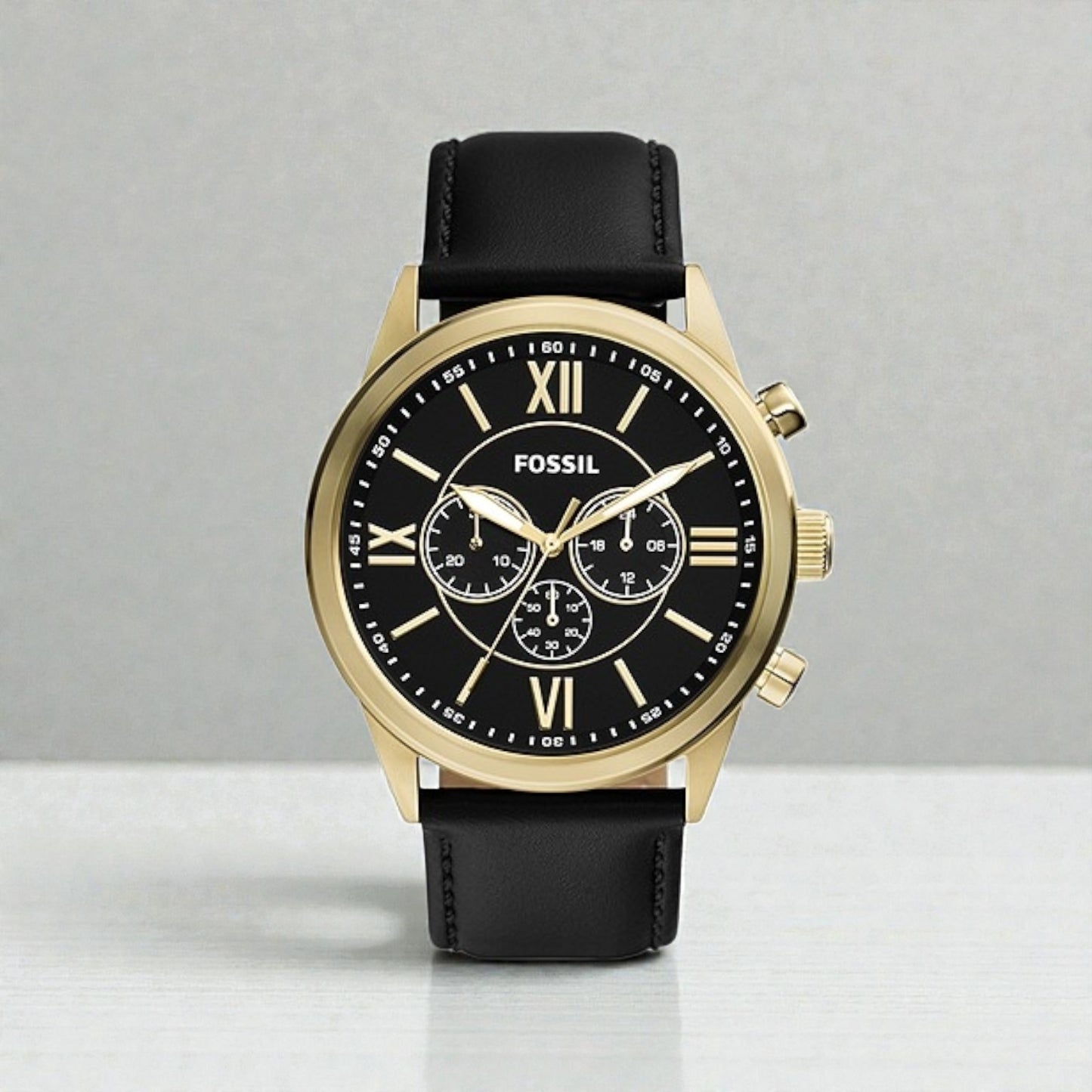 Flynn Chronograph Black Leather Watch