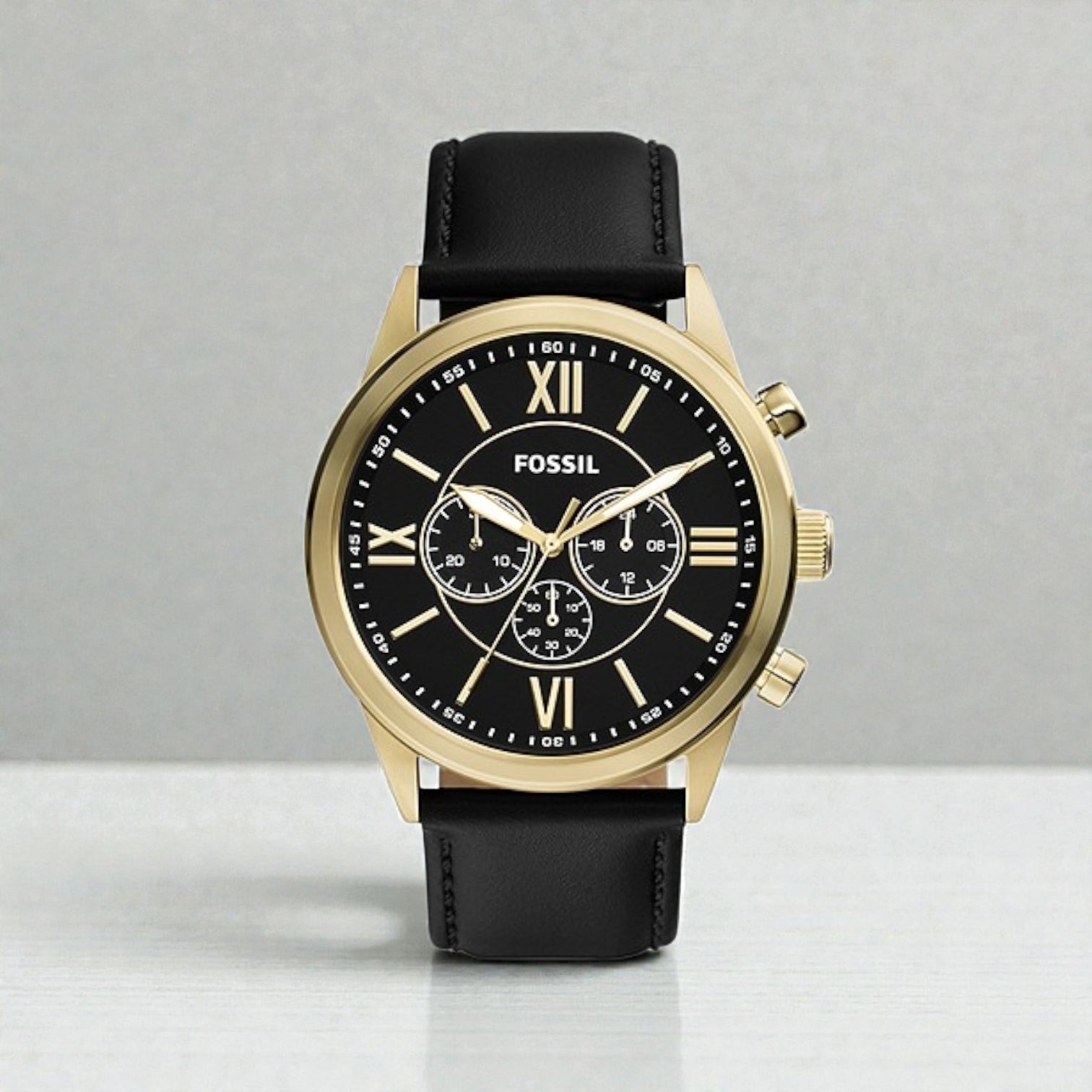 Flynn Chronograph Black Leather Watch