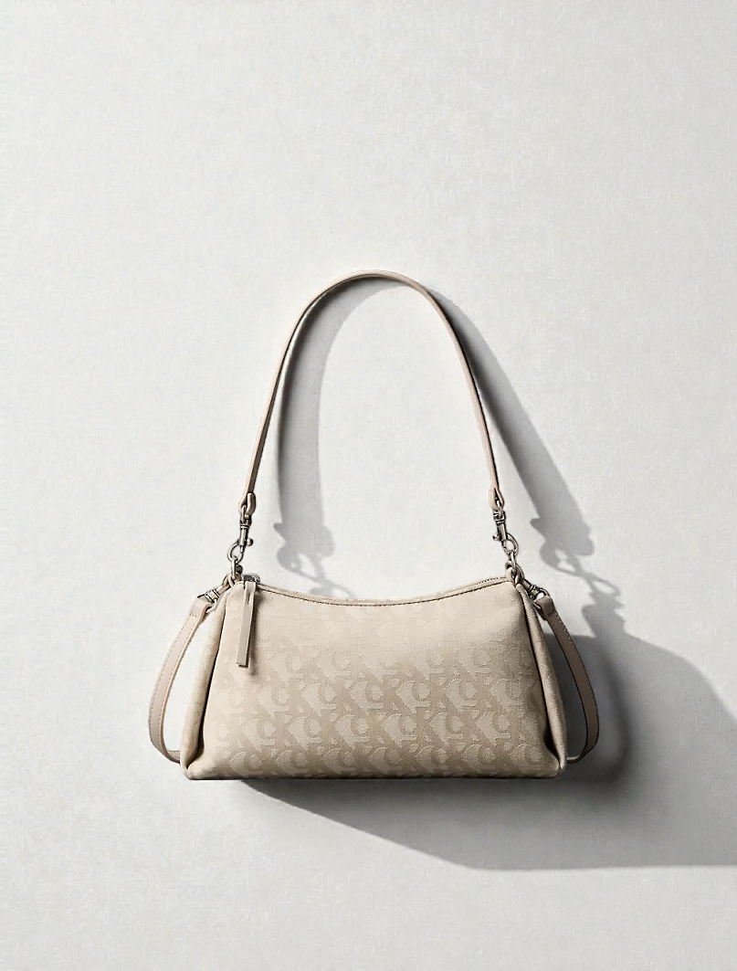 C.K Pleat Monogram Logo Shoulder Bag