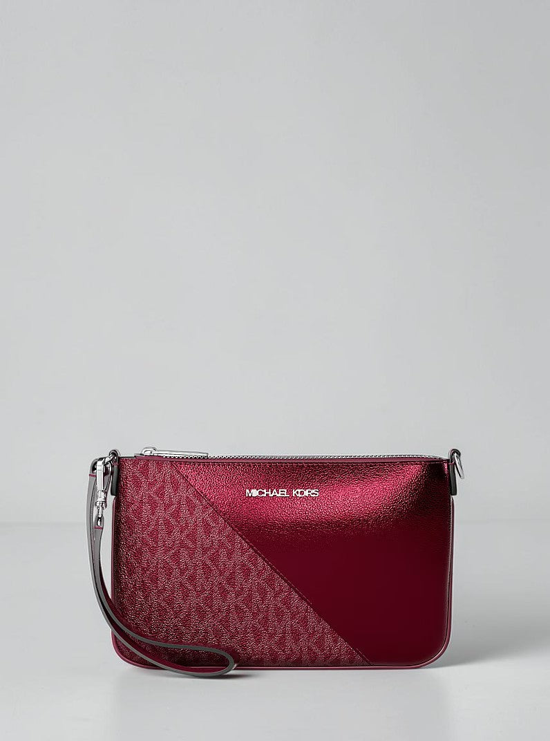Michael Kors Jet Set Travel Signature Logo and Smooth Wristlet,35F6GTVW5V