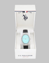 LADIES BLACK EMBOSSED STRAP WATCH,USC42105UO-0000A
