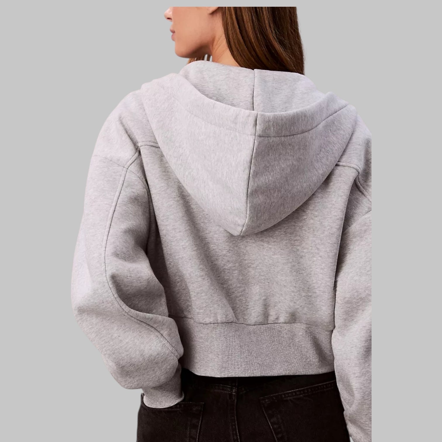 Logo Tape Fleece Zip Relaxed Hoodie