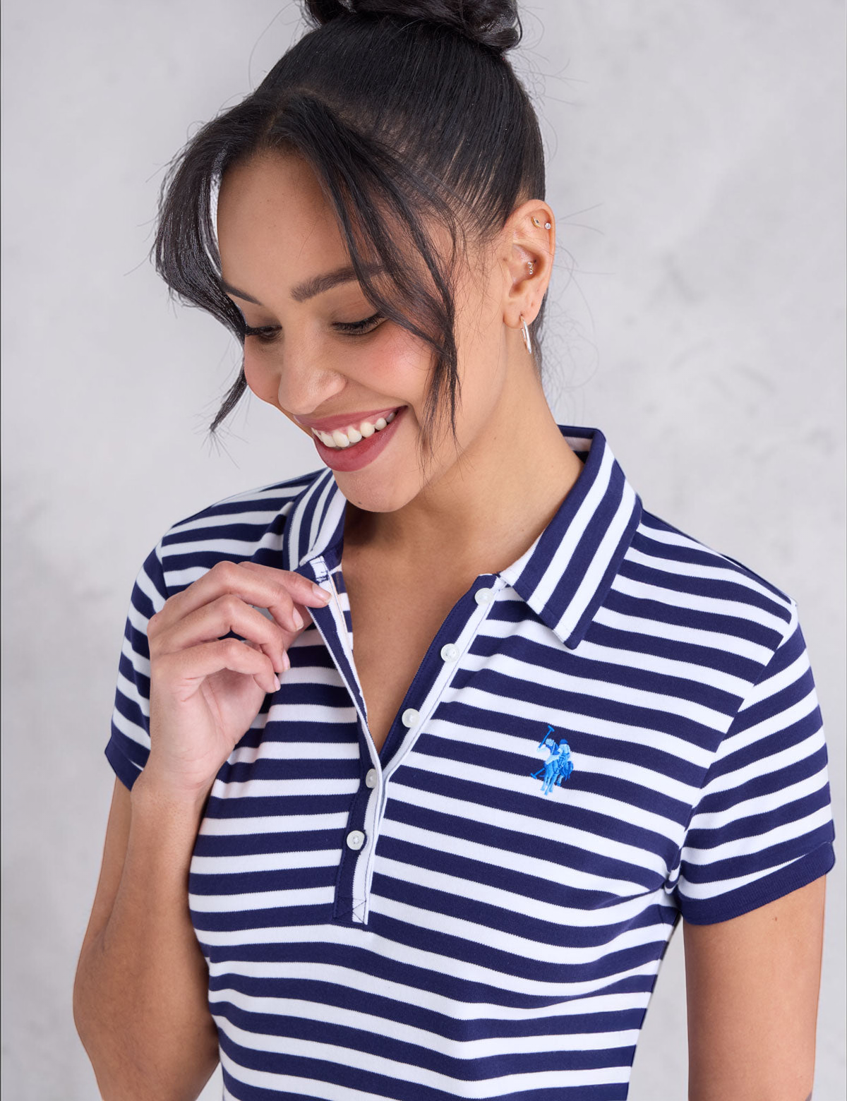U.S Polo NARROW STRIPE SLIM FIT INTERLOCK POLO DRESS Serial 21D0062