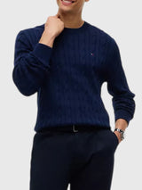 TOMMY HILFIGER Cable Knit Crewneck Sweater,XM08033-YBI