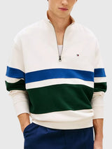 TOMMY HILFIGER Block Stripe Quarter-Zip Sweatshirt,MW42491-Z00