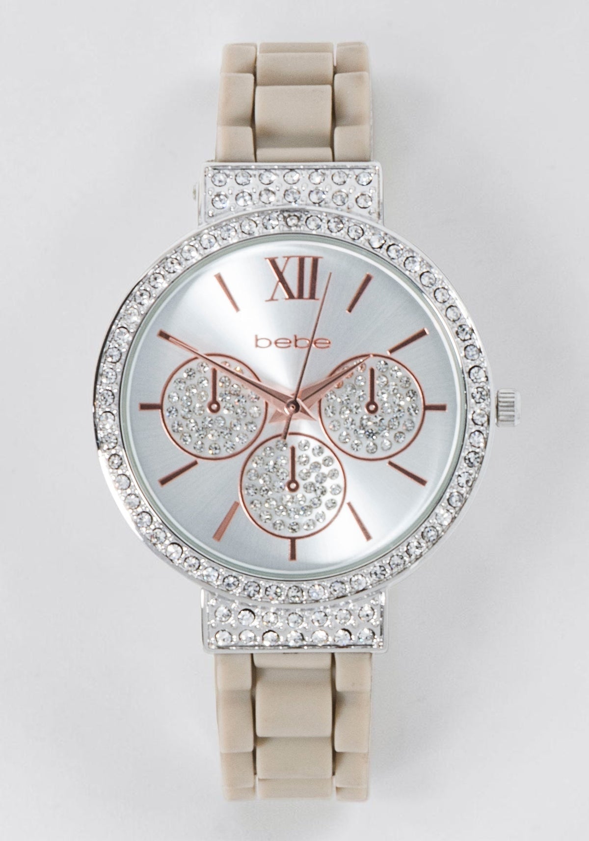 Taupe Crystal Bezel Roman Numeral Watch