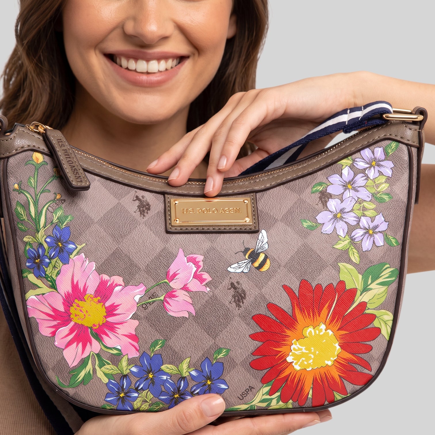 FLORAL DIAMOND CROSSBODY BAG,27A183-AA00A