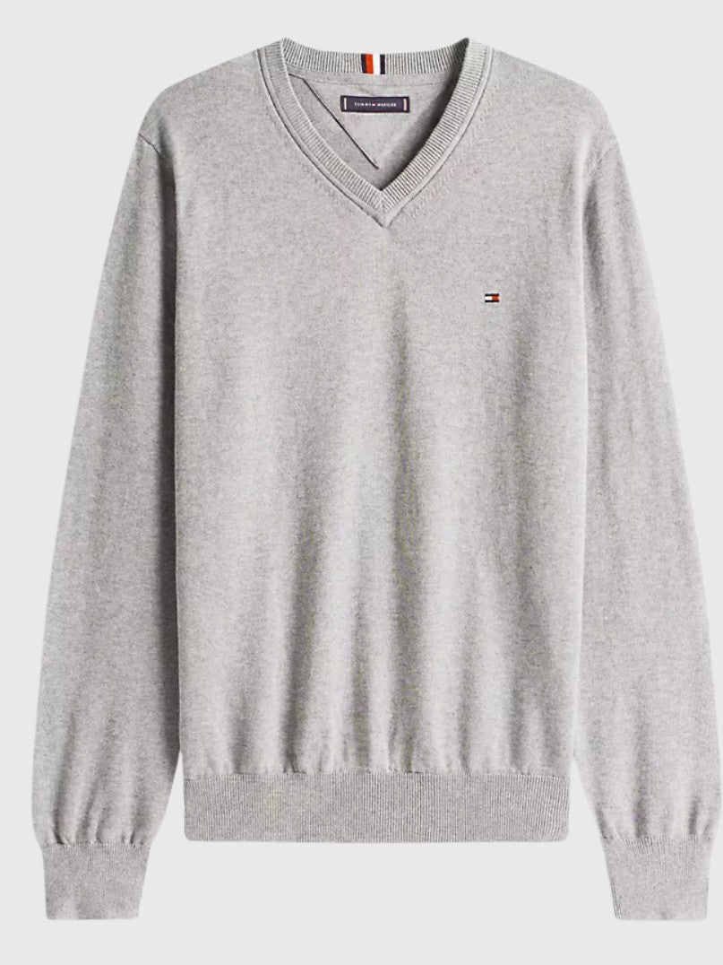 TOMMY HILFIGER Solid Logo V-Neck Sweater,78J8323-BDS