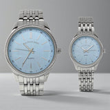 HIS AND HERS SILVER LINK WATCH SET, SKU: USC2727UO-0000A