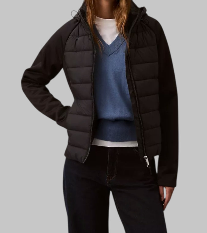 Mixed Media Puffer Jacket