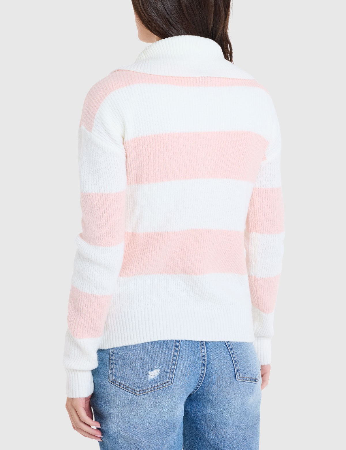 US.POLO.ASSN 1/2 ZIP RUGBY STRIPE SWEATER, 21W0017-EP00A