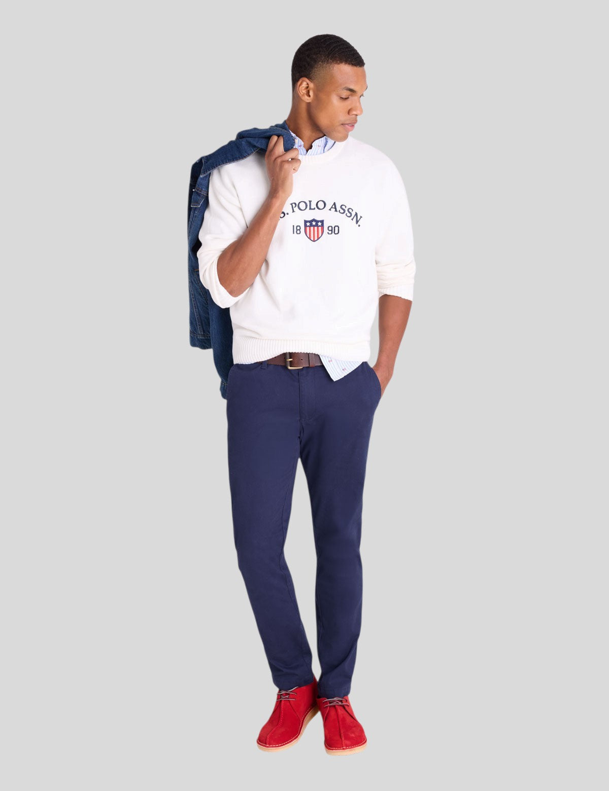 US.POLO.ASSN SHIELD LOGO CREW NECK SWEATER, USUF6S5642