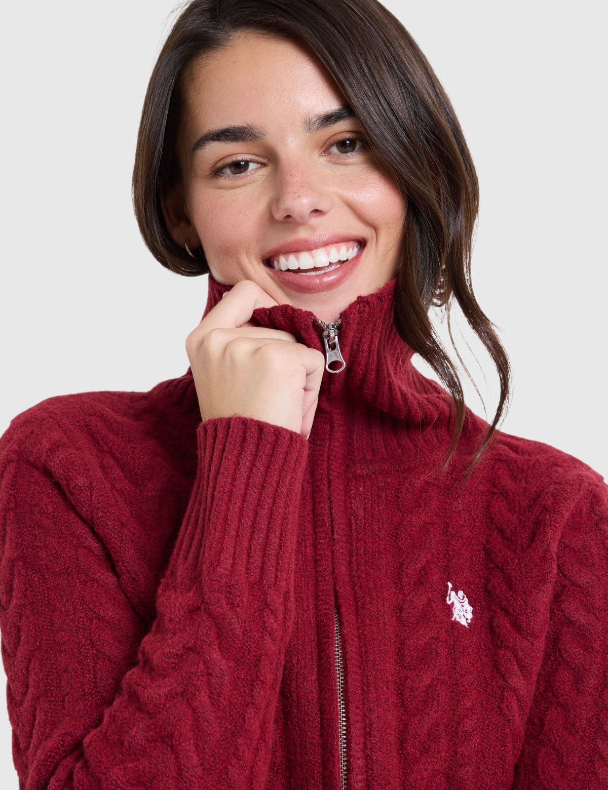 US.POLO.ASSN FULL ZIP NOVELTY CABLE CARDIGAN,21W0024-EG00A