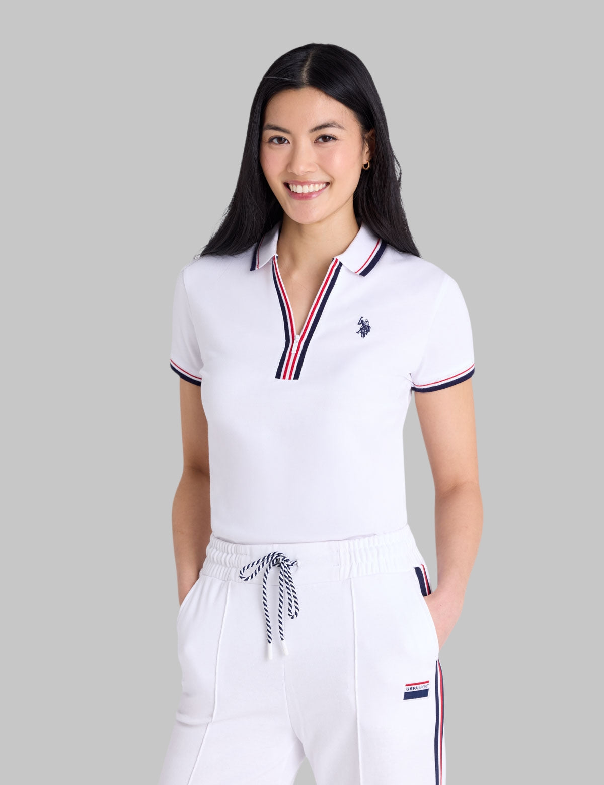 SIGNATURE STRIPE ZIP PLACKET POLO SHIRT