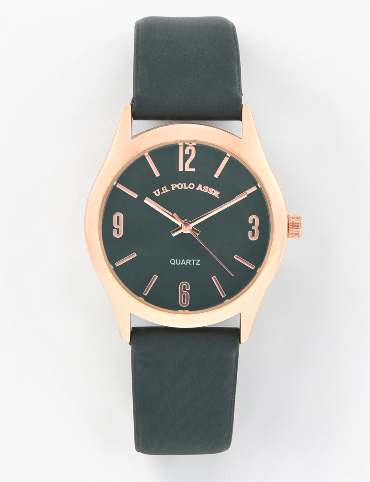 LADIES GREEN STRAP WATCH WITH GOLD ACCENT,USC42157UO-0000A