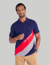 PIQUE COLOR BLOCK ZIPPER POLO SHIRT