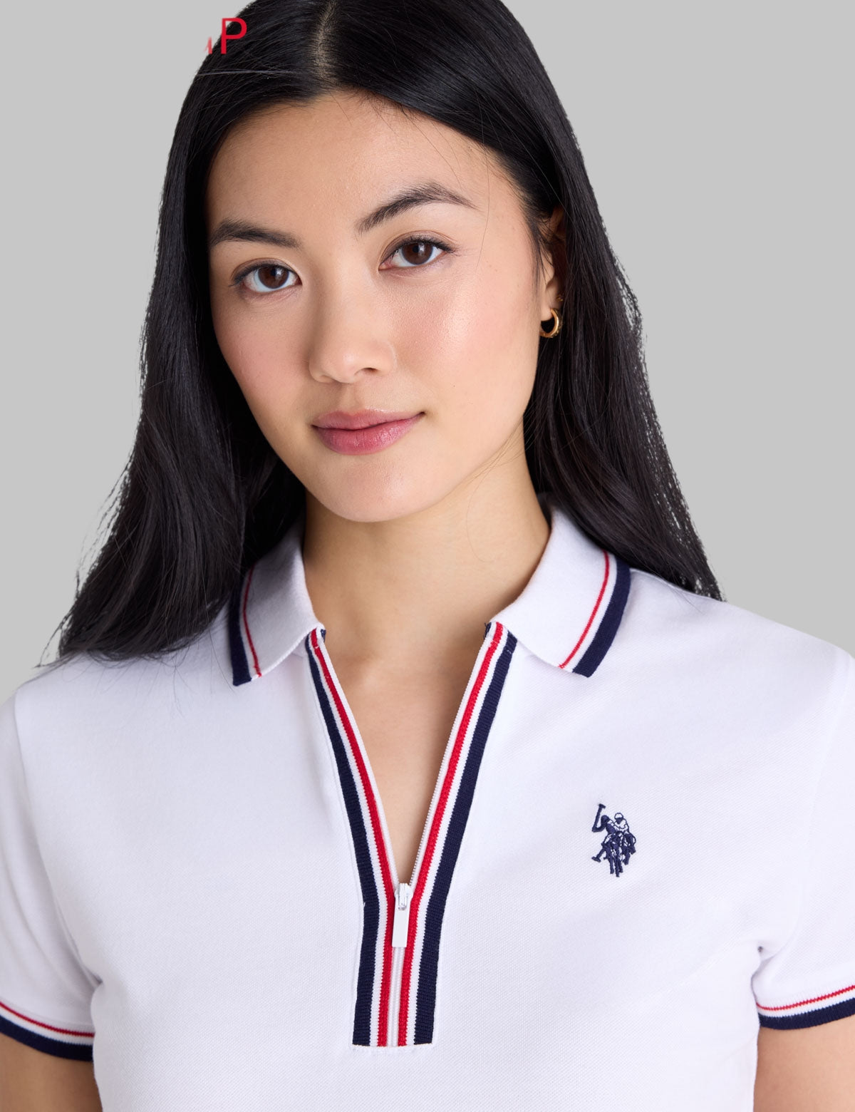 SIGNATURE STRIPE ZIP PLACKET POLO SHIRT
