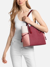 Michael Kors Voyager Large Color-Block Signature Logo Tote Bag,35S5SV6T7B