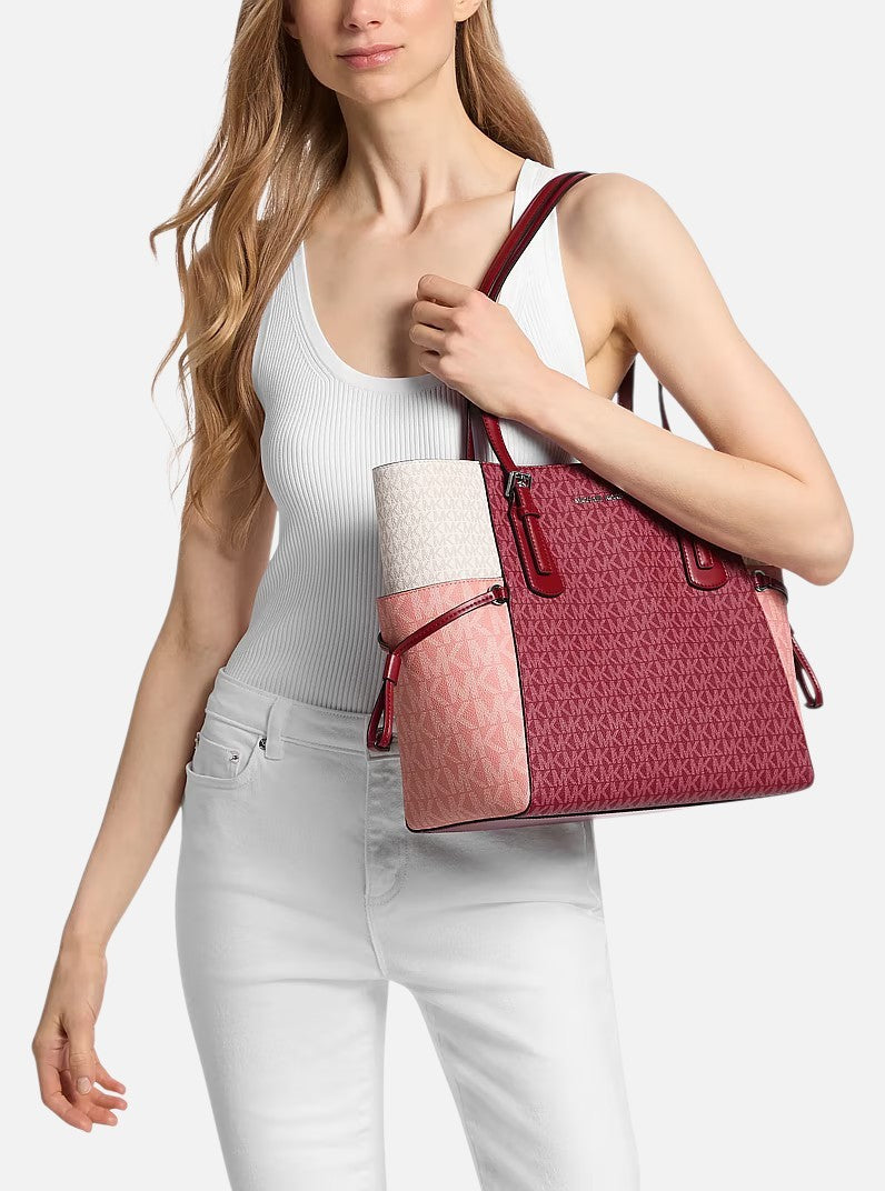 Michael Kors Voyager Large Color-Block Signature Logo Tote Bag,35S5SV6T7B