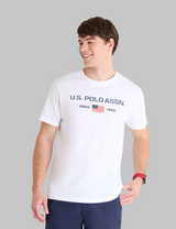 FLAG EMBOSSED WORDMARK PRINTED JERSEY T-SHIRT