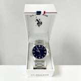 MENS SILVER LINK WATCH WITH BLUE FACE,USC80834UO-0000A
