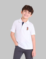 BOYS MULTI COLOR LOGO SOLID PIQUE POLO SHIRT