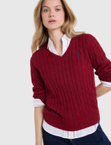 US.POLO.ASSN CABLE V-NECK SWEATER, 21W0007-EE00A