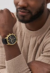 Flynn Chronograph Black Leather Watch