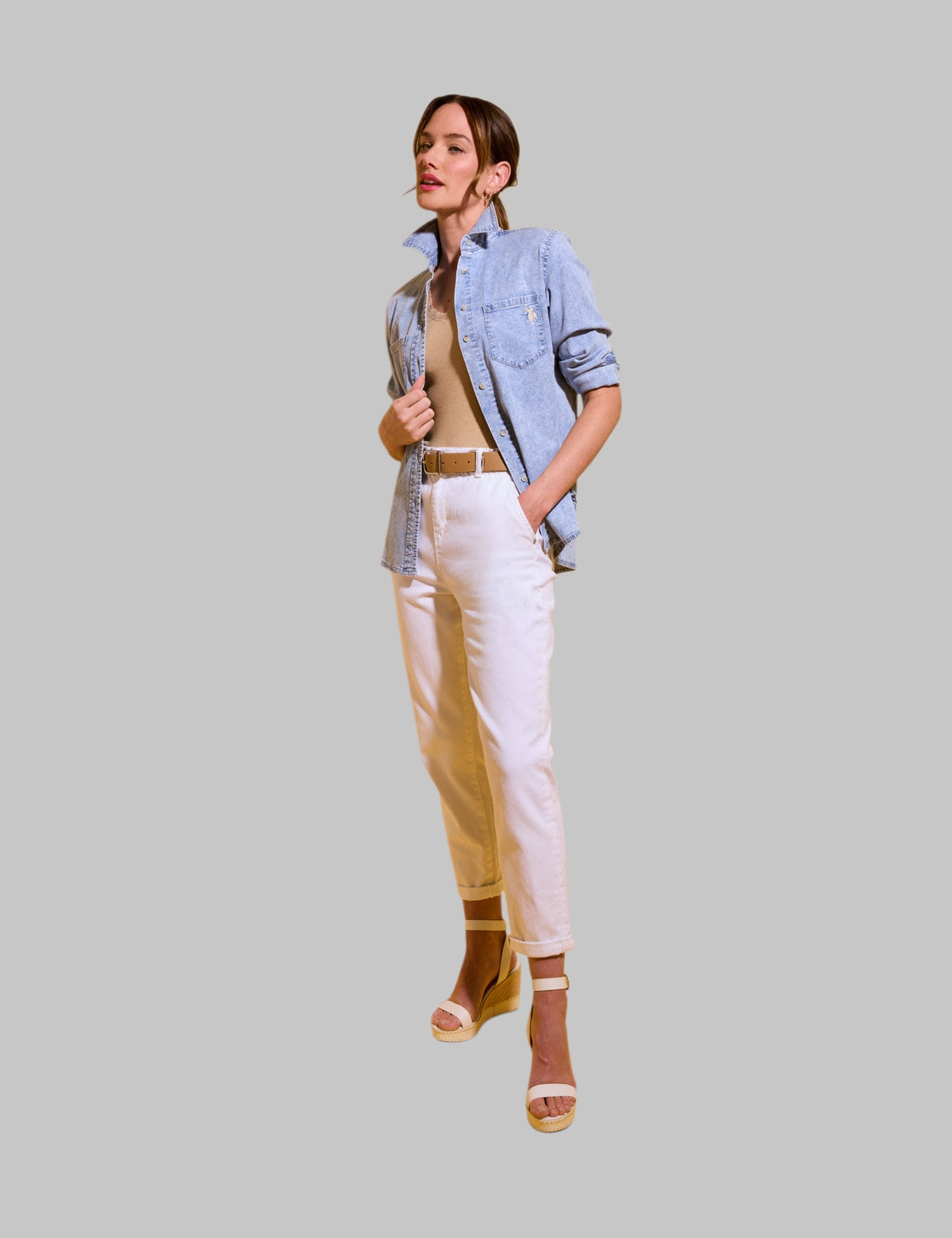 LONG SLEEVE MULTI TONAL CHAMBRAY SHIRT