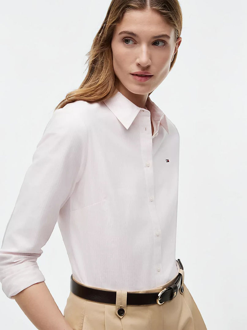 Regular Fit Striped Stretch Oxford Shirt 76J4827-C31