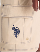 10" CONTRAST STITCH STRETCH CARGO SWIM SHORTS
