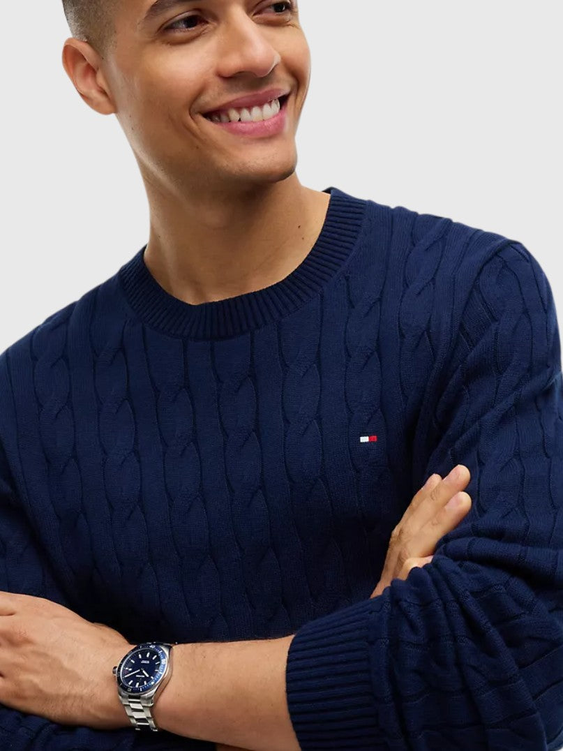 TOMMY HILFIGER Cable Knit Crewneck Sweater,XM08033-YBI