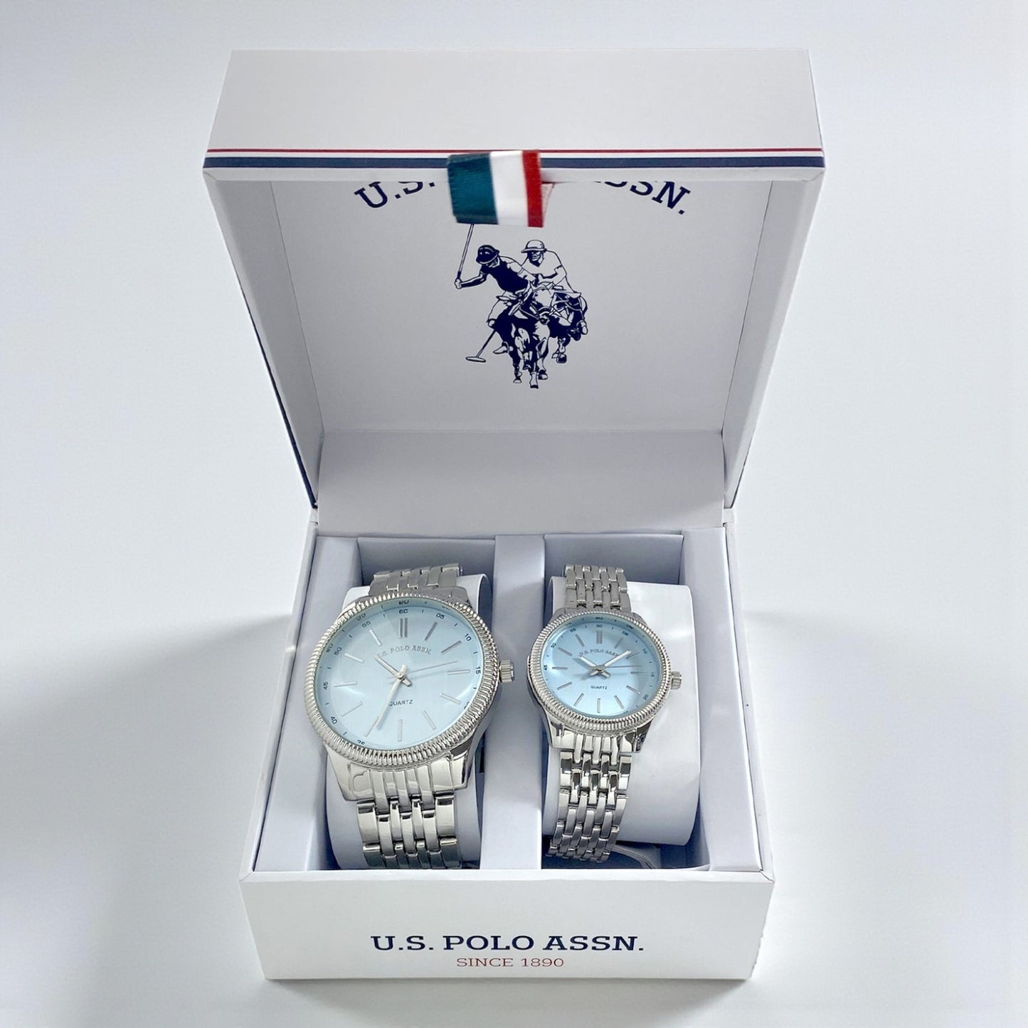 HIS AND HERS SILVER LINK WATCH SET, SKU: USC2727UO-0000A