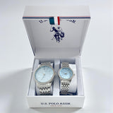 HIS AND HERS SILVER LINK WATCH SET, SKU: USC2727UO-0000A