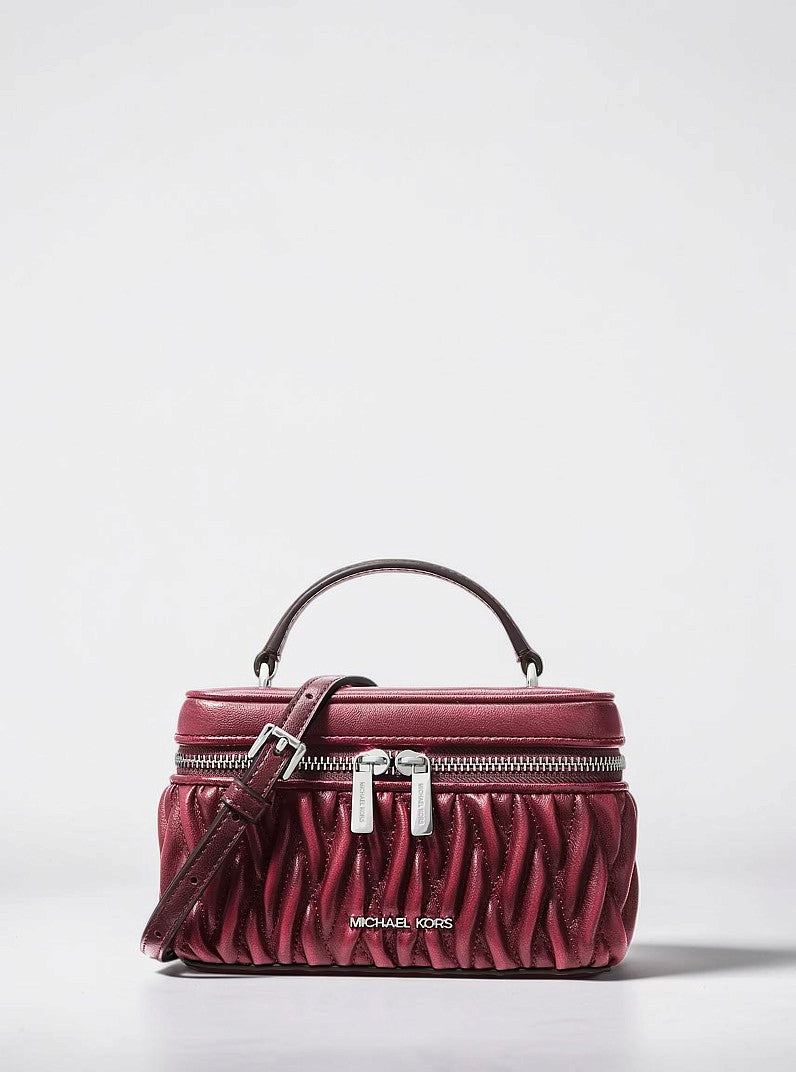 Michael Kors Vivi Small Plaid Print Wool Blend Vanity Crossbody Bag,35F6SVFC5U