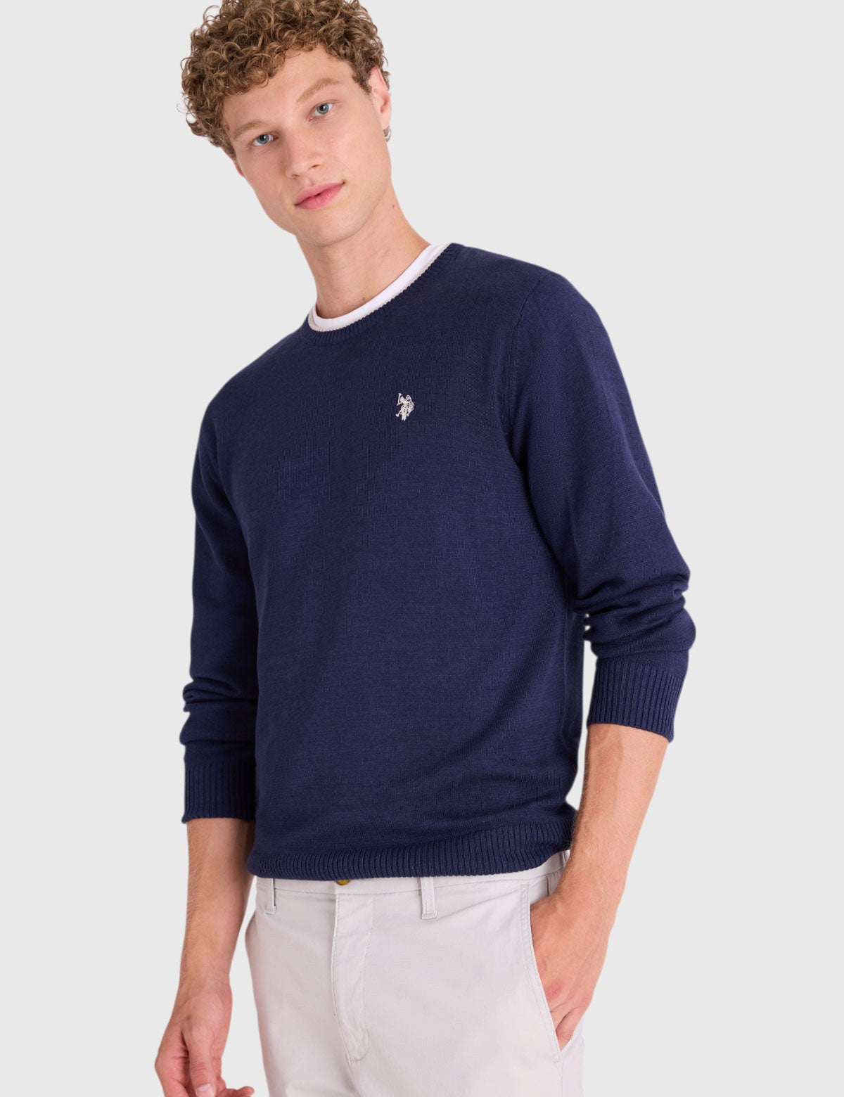 US.POLO.ASSN SOFT COTTON JERSEY CREW NECK SWEATER,USUF6S5243-0000A