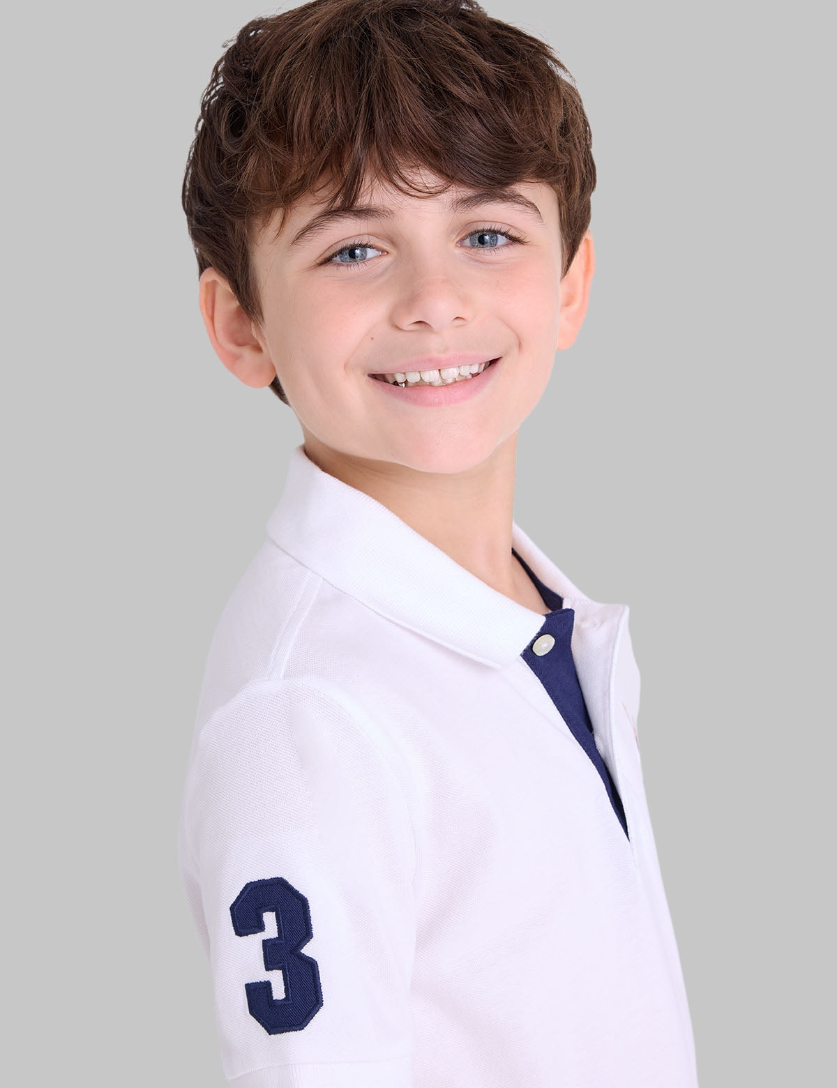 BOYS MULTI COLOR LOGO SOLID PIQUE POLO SHIRT