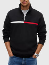 TOMMY HILFIGER Flag Stripe Logo Quarter-Zip Sweatshirt , XM08960-P61
