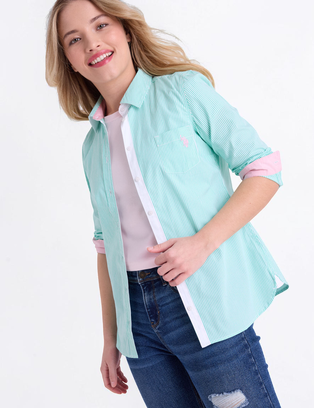 STRIPED POPLIN LONG SLEEVE SHIRT 214975-8900A