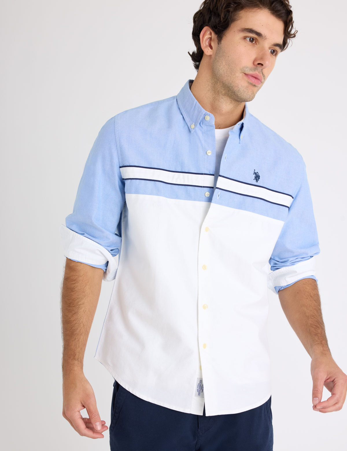 LONG SLEEVE COLORBLOCK COTTON OXFORD SHIRT Serial 11H0388-YN00A