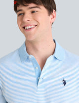 YARN DYE STRIPE INTERLOCK POLO SHIRT,11Q0073-9800A