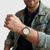 MENS TWO TONE SILVER AND GOLD ANALOG LINK WATCH,USC80830UO-0000A