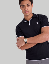 JOHNNY PLACKET WIDE RIB KNIT POLO SHIRT