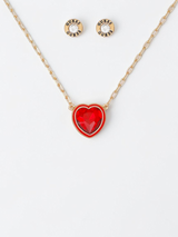 Immediate Guess Heart Pendant Necklace & Stud Earrings Set