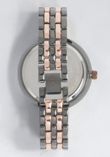 Glossy Gun Metal Dial Crystal Bezel Watch