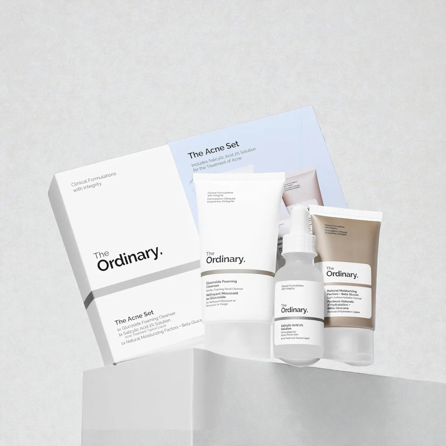 The Ordinary The Acne Set, 3-Step Skin Regimen with Glucoside Foaming Cleanser, Salicylic Acid 2% Solution, and Natural Moisturizing Factors + Beta Glucan | Skin Care Set