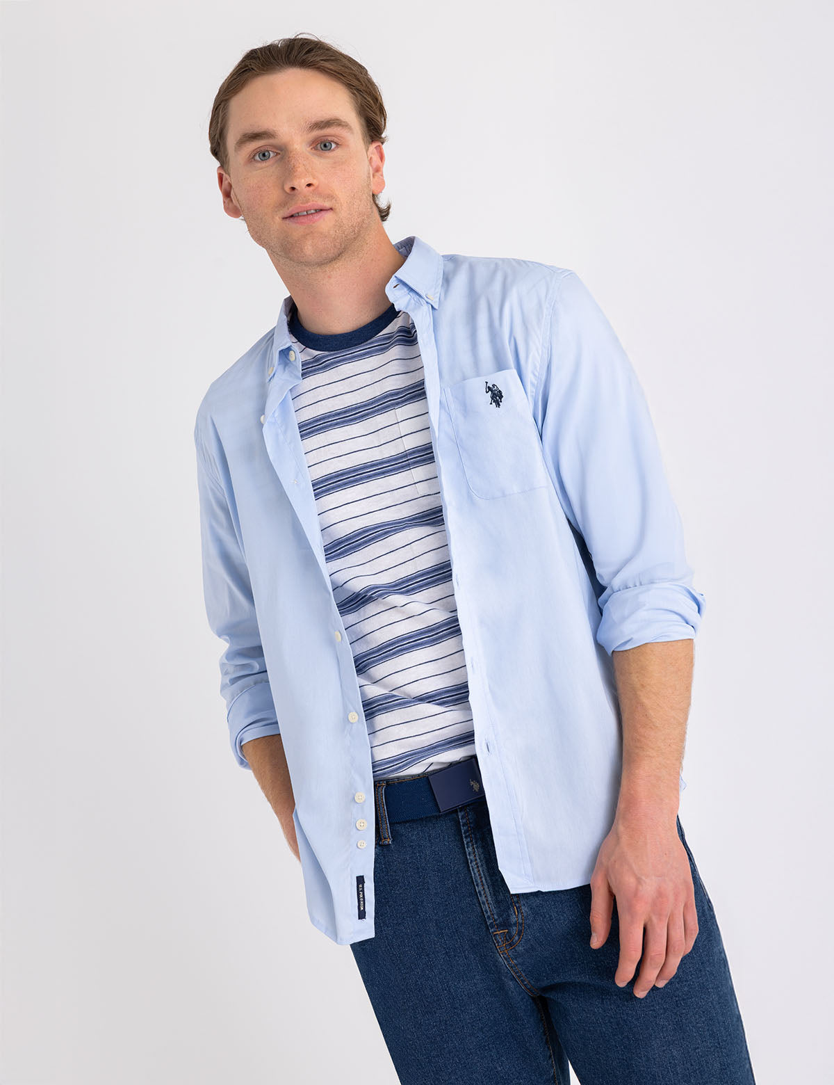SOLID STRETCH POPLIN LONG SLEEVE SHIRT Serial 11C251-VT00A